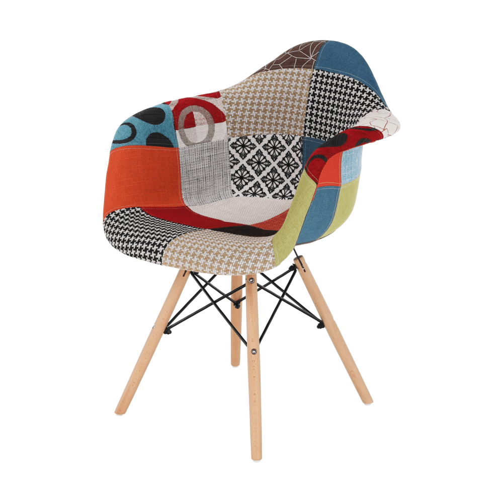 Křeslo, patchwork/buk, TOBO 4 NEW