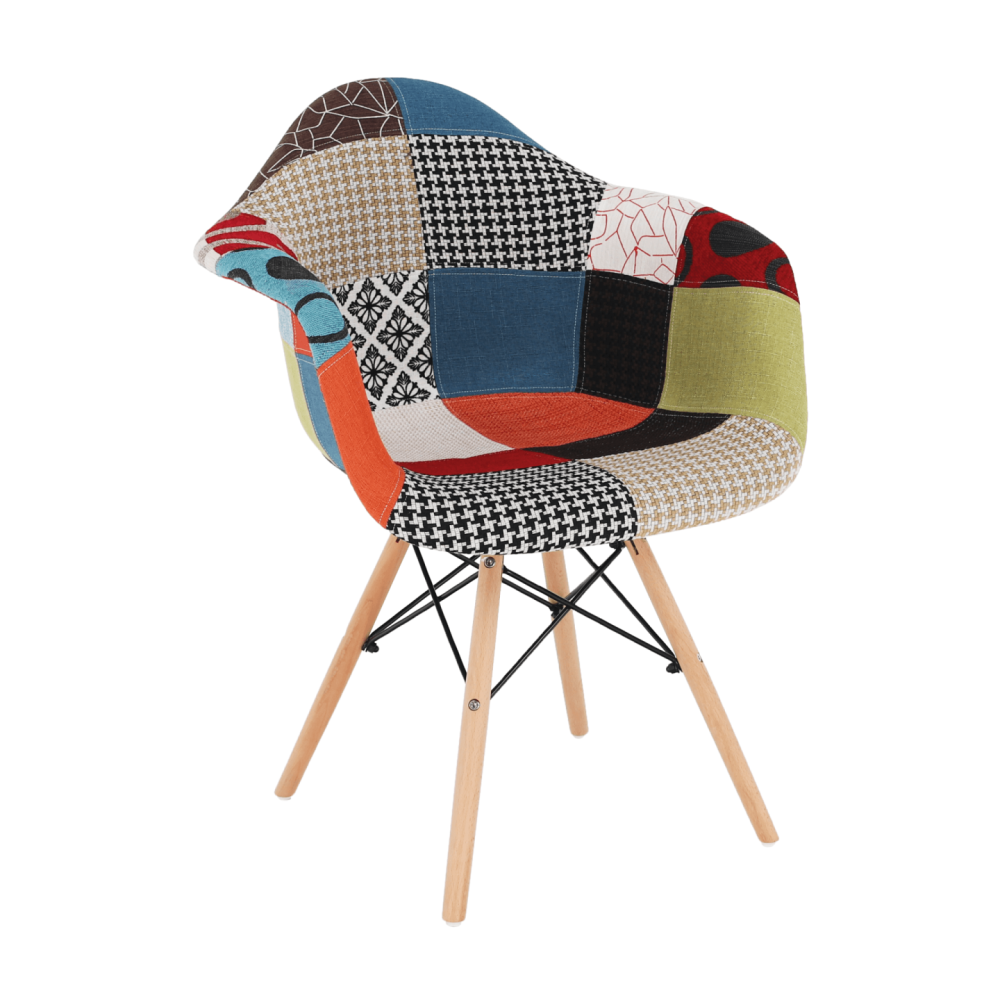 Křeslo, patchwork/buk, TOBO 4 NEW
