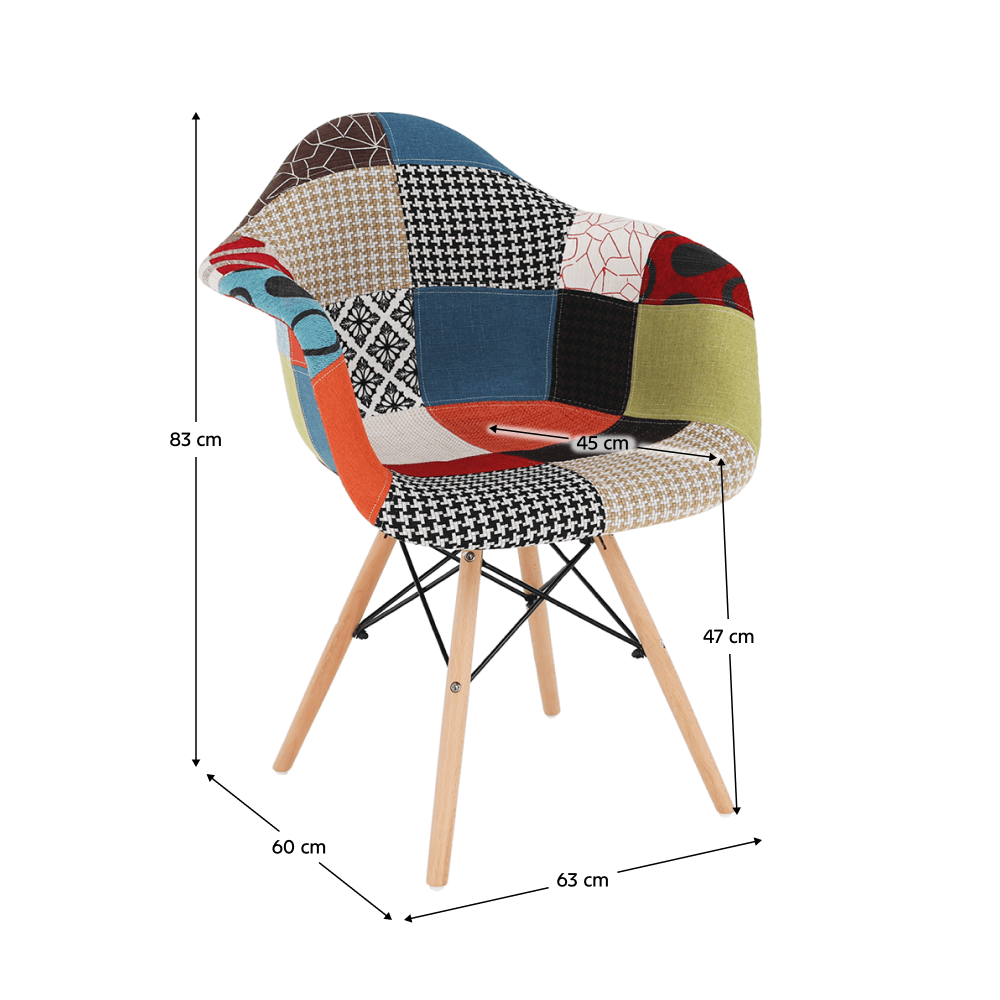 Křeslo, patchwork/buk, TOBO 4 NEW