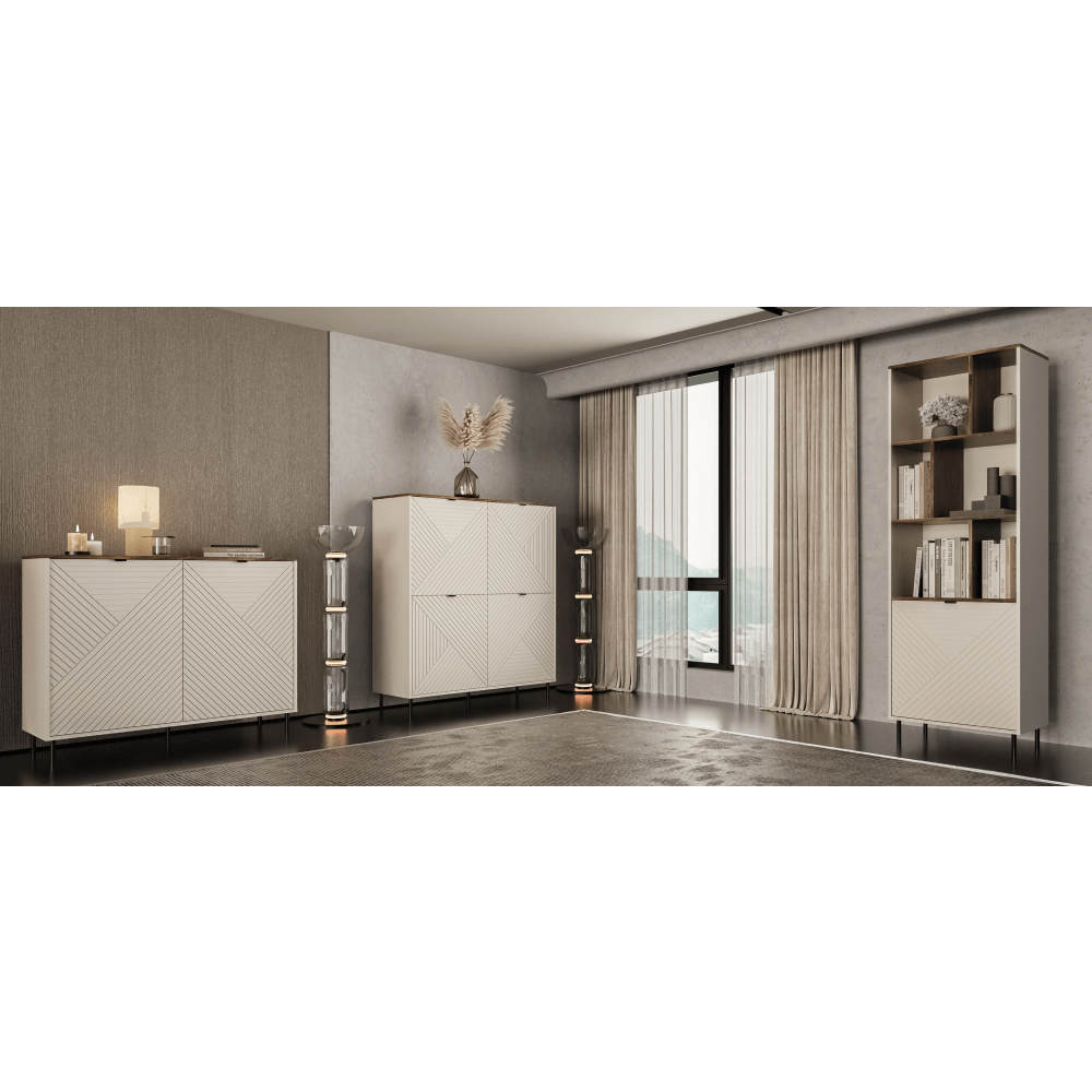 Otevřený regál, kašmír/dub castello, EYCO 1D