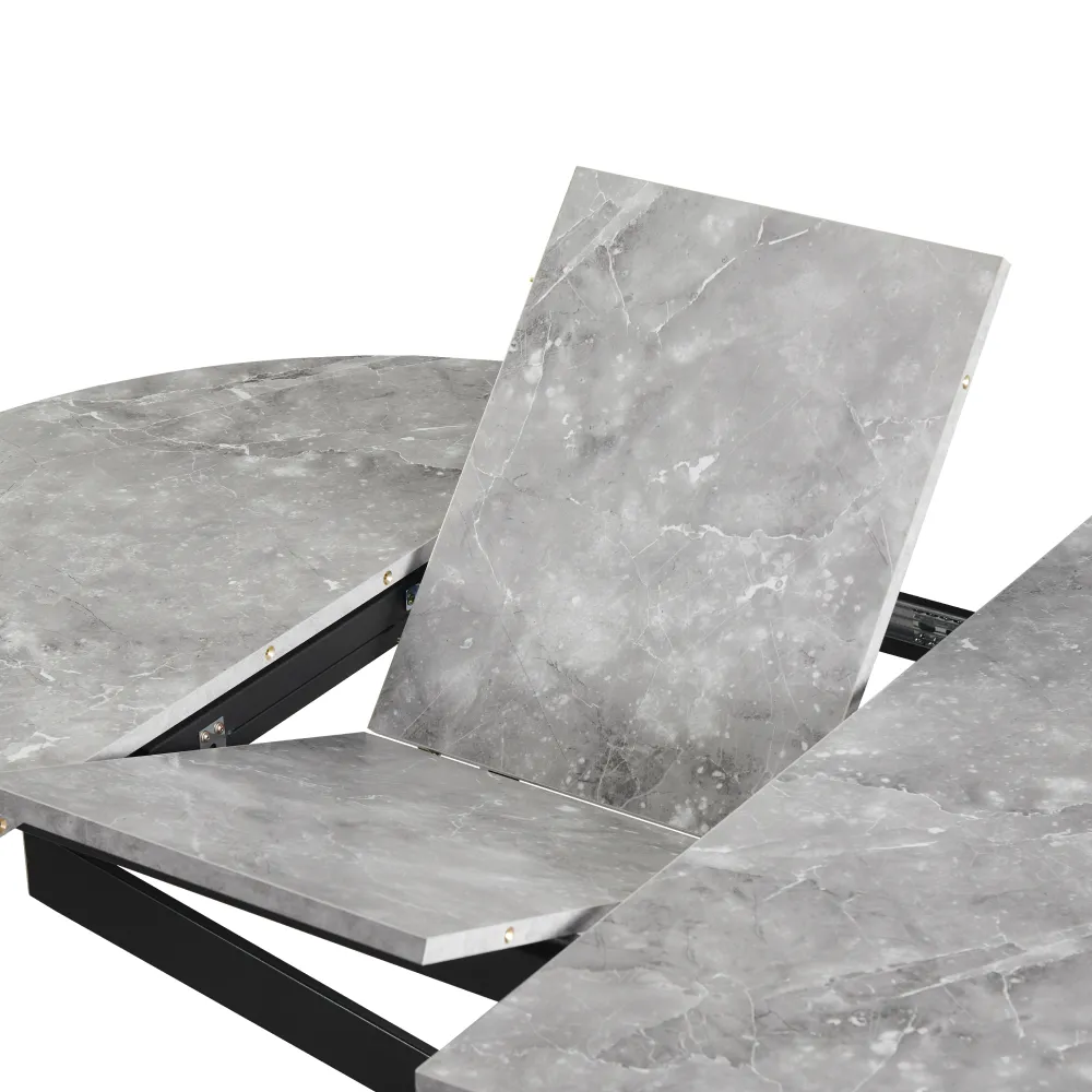 Jídelní rozkládací stůl, beton/černá, 100x100-140x75 cm, ABERO TYP 1