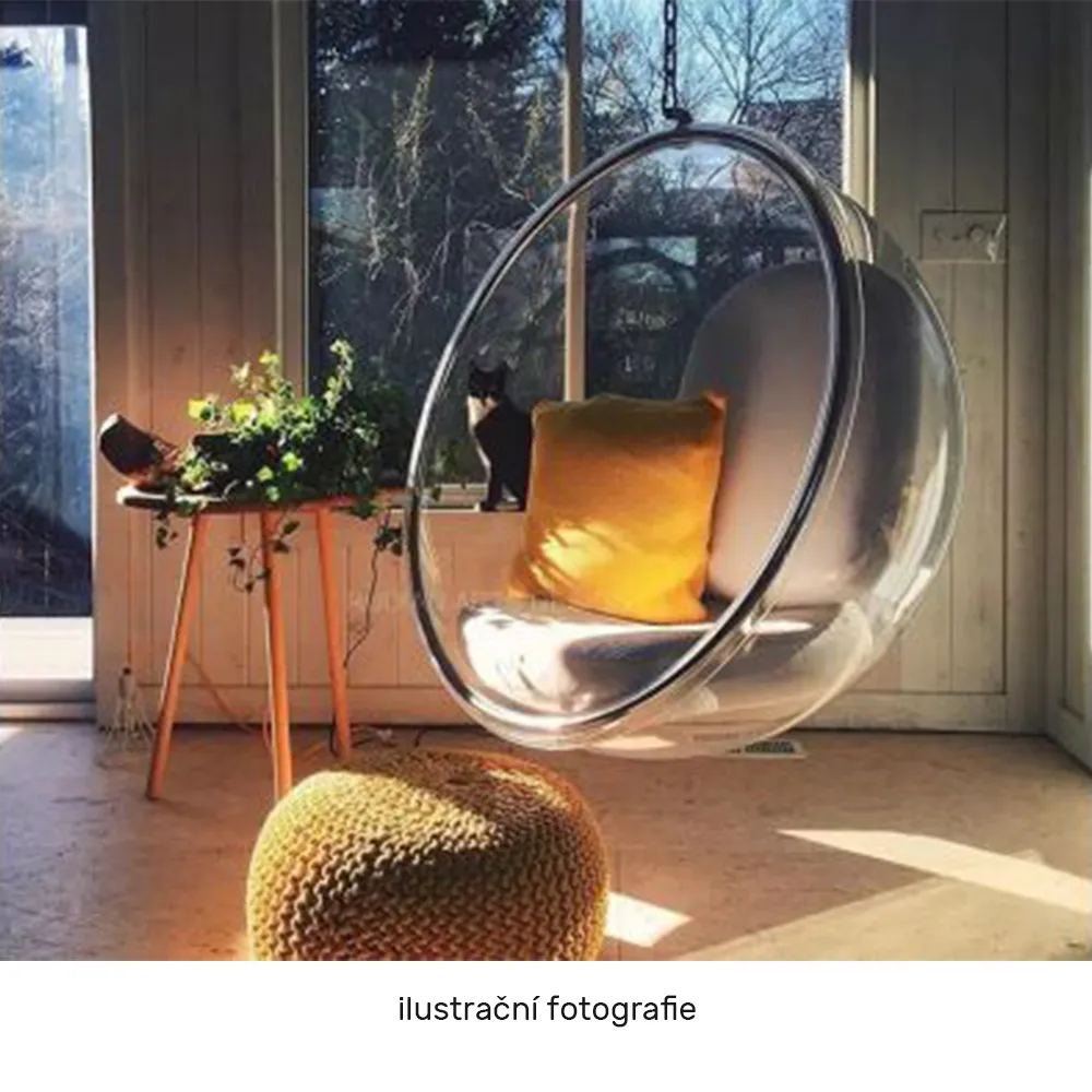 Závěsné křeslo, transparentní/zlatá/šedá, BUBBLE NEW TYP 1