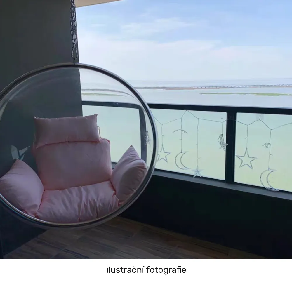 Závěsné křeslo, transparentní/zlatá/šedá, BUBBLE NEW TYP 1