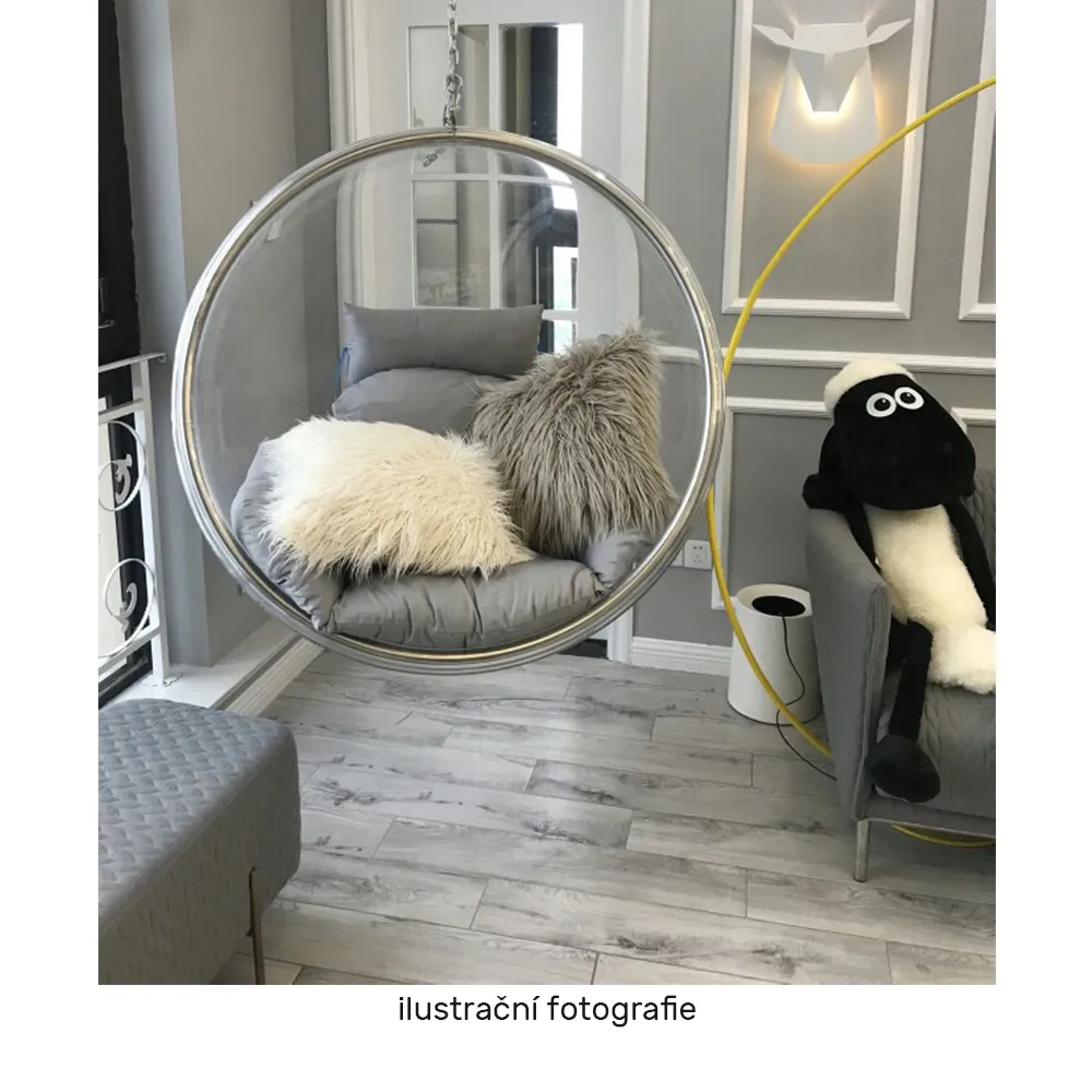 Závěsné křeslo, transparentní/zlatá/šedá, BUBBLE NEW TYP 1