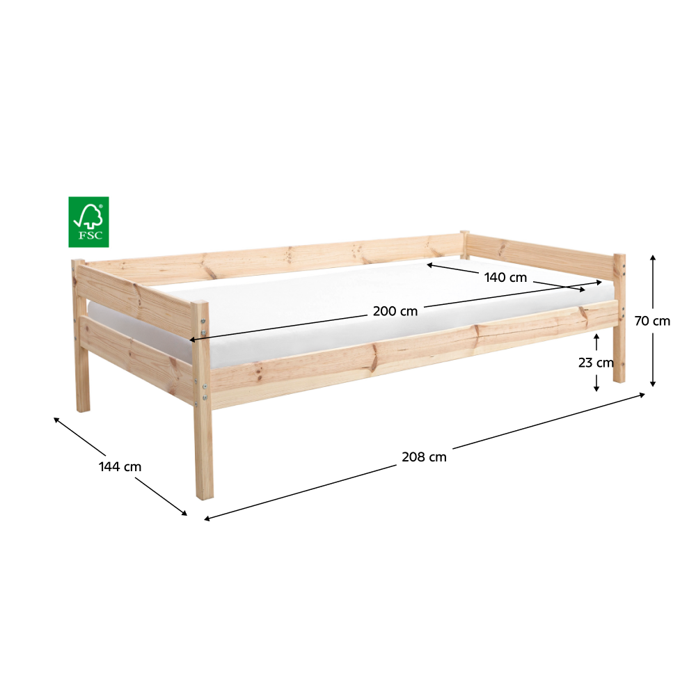Postel s roštem, 140x200, smrk, BENY