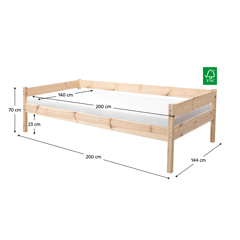Postel s roštem, 140x200, smrk, BENY