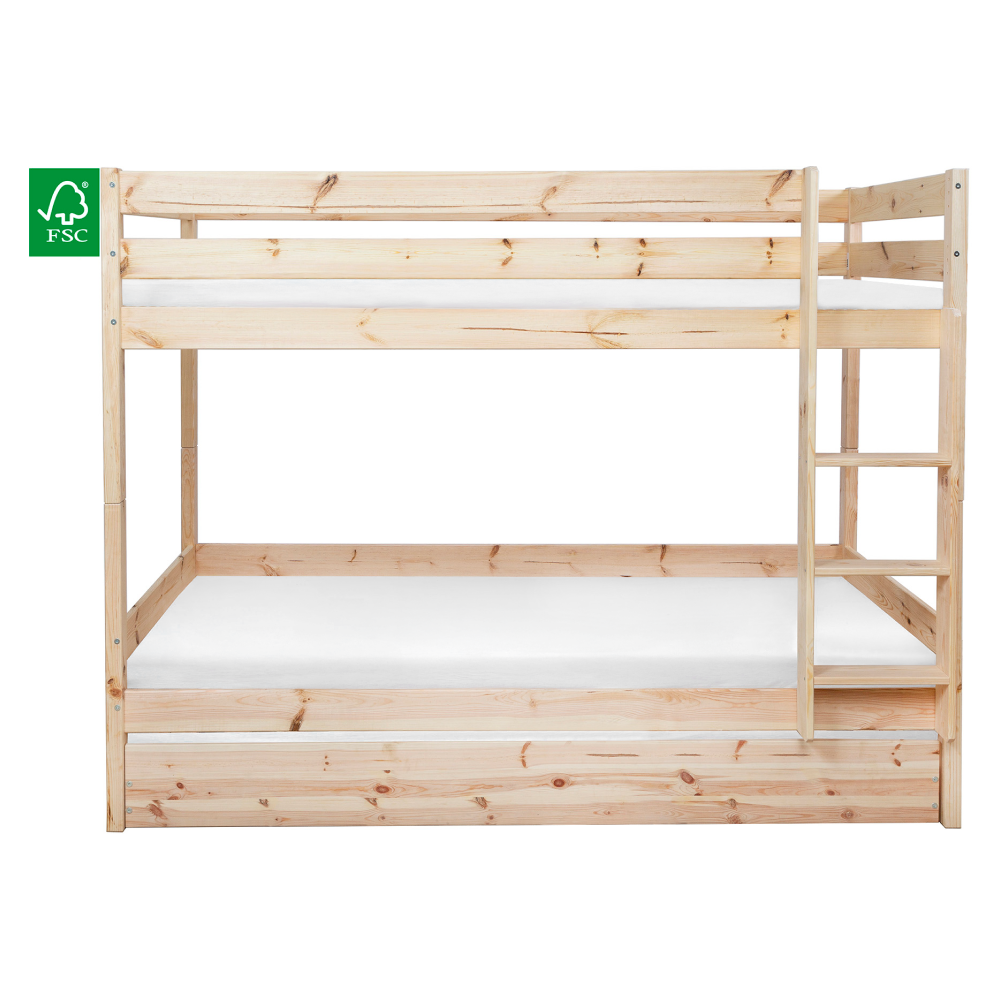 Patrová postel se zábranou, 90x200, smrk, BENY