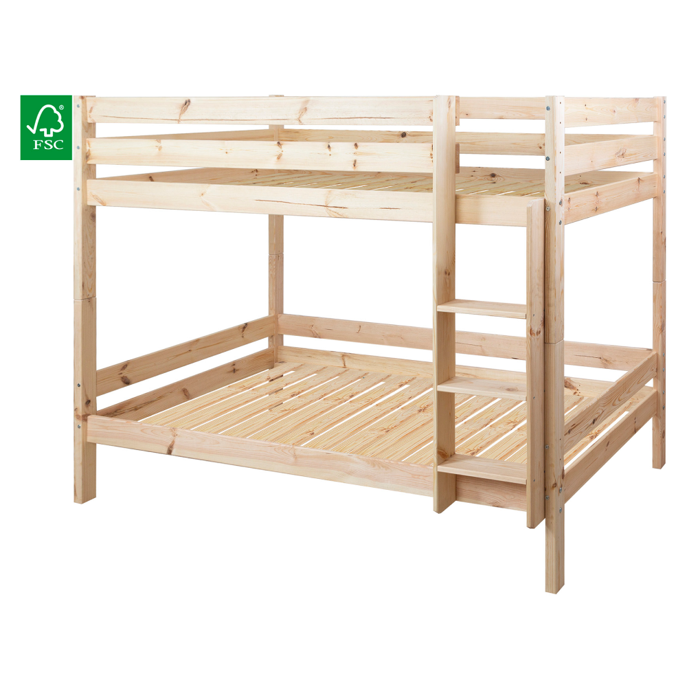 Patrová postel se zábranou, 90x200, smrk, BENY