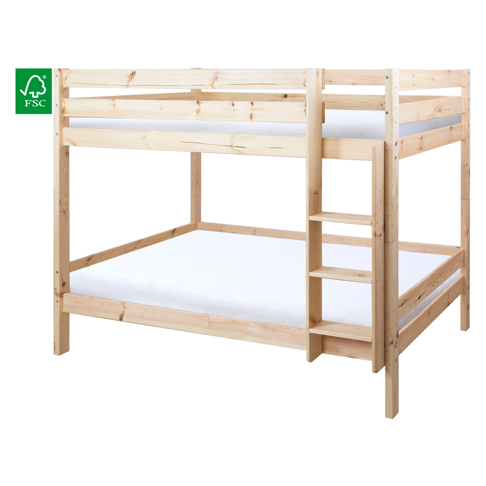 Patrová postel se zábranou, 90x200, smrk, BENY