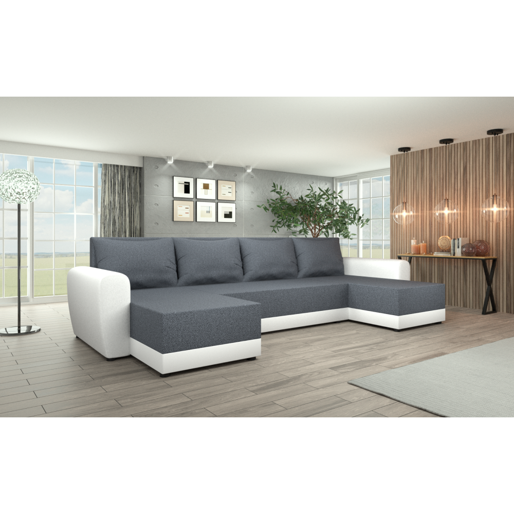 Univerzální sedací souprava, šedá/bílá, DAKAR NEW U