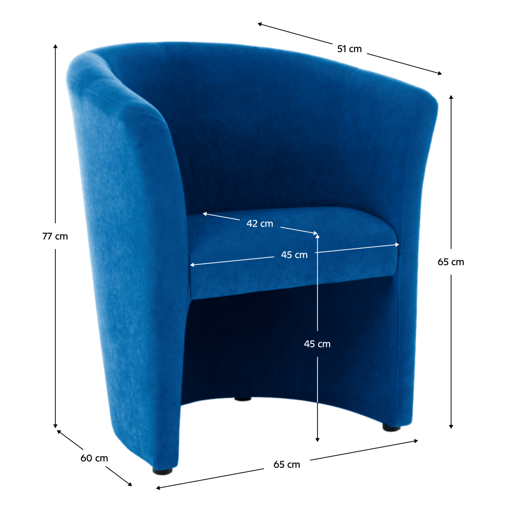 Klubové křeslo, modrá, CUBA