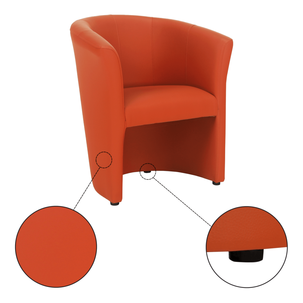 Klubové křeslo, ekokůže oranžová, CUBA