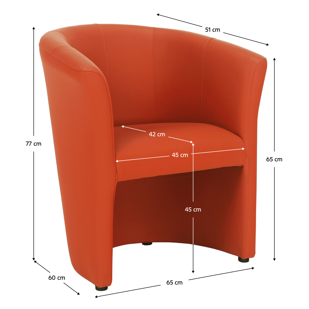 Klubové křeslo, ekokůže oranžová, CUBA