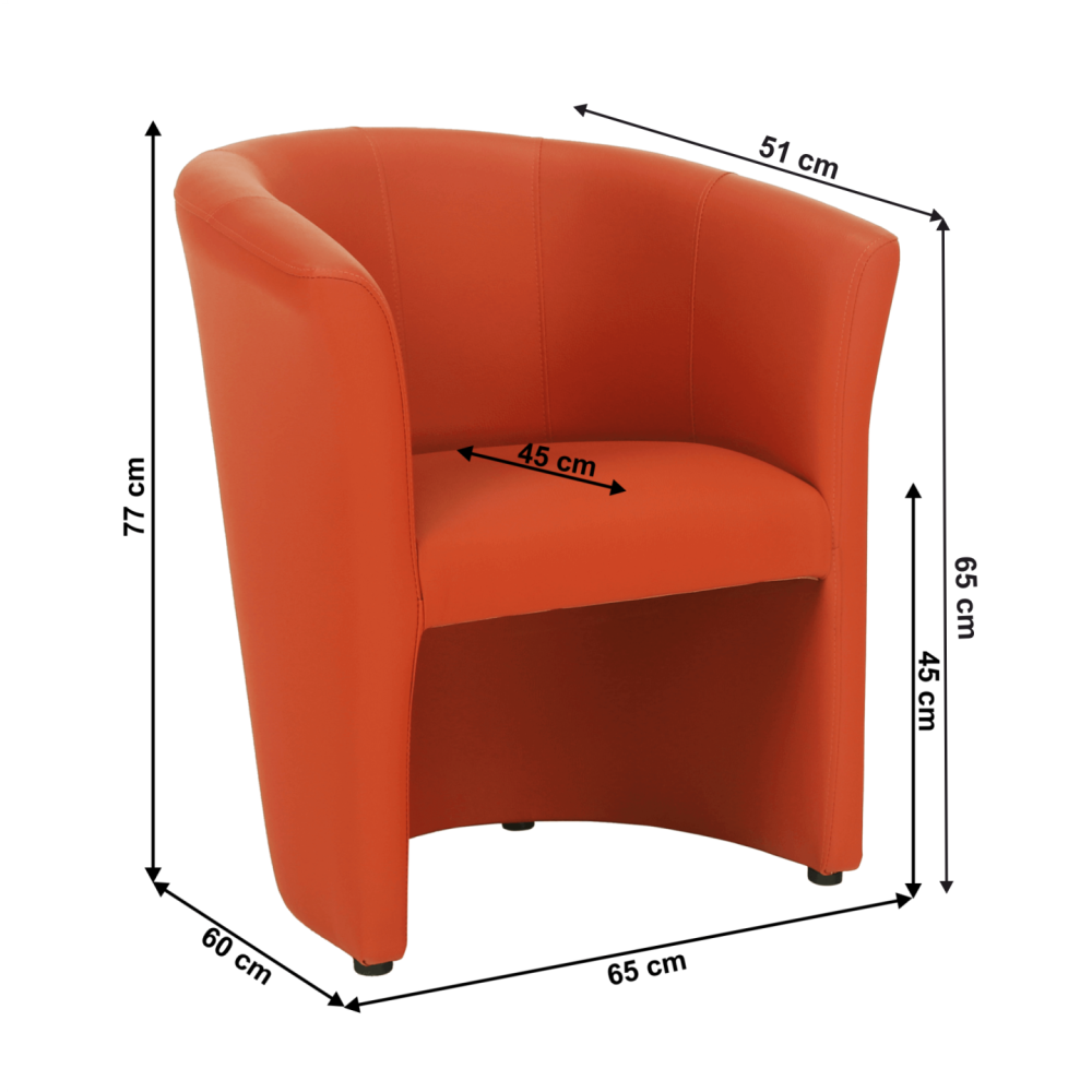 Klubové křeslo, ekokůže oranžová, CUBA