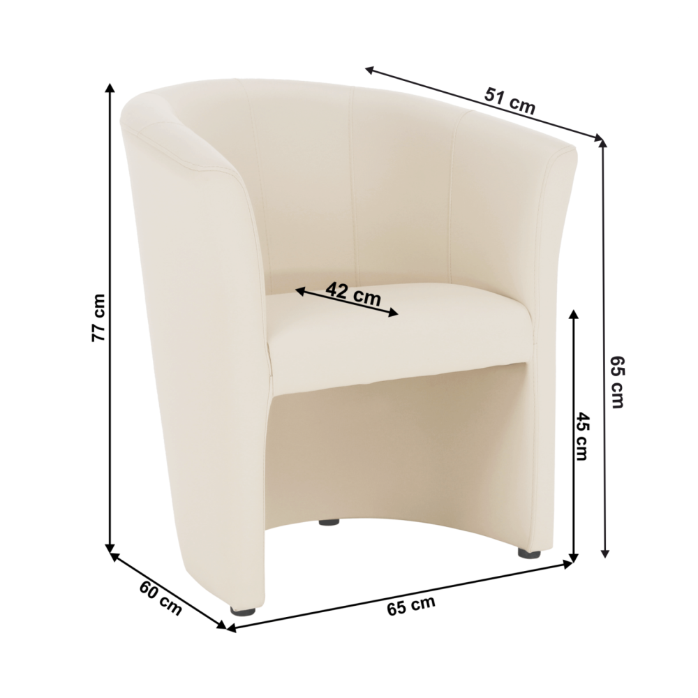 Klubové křeslo, ekokůže béžová, CUBA