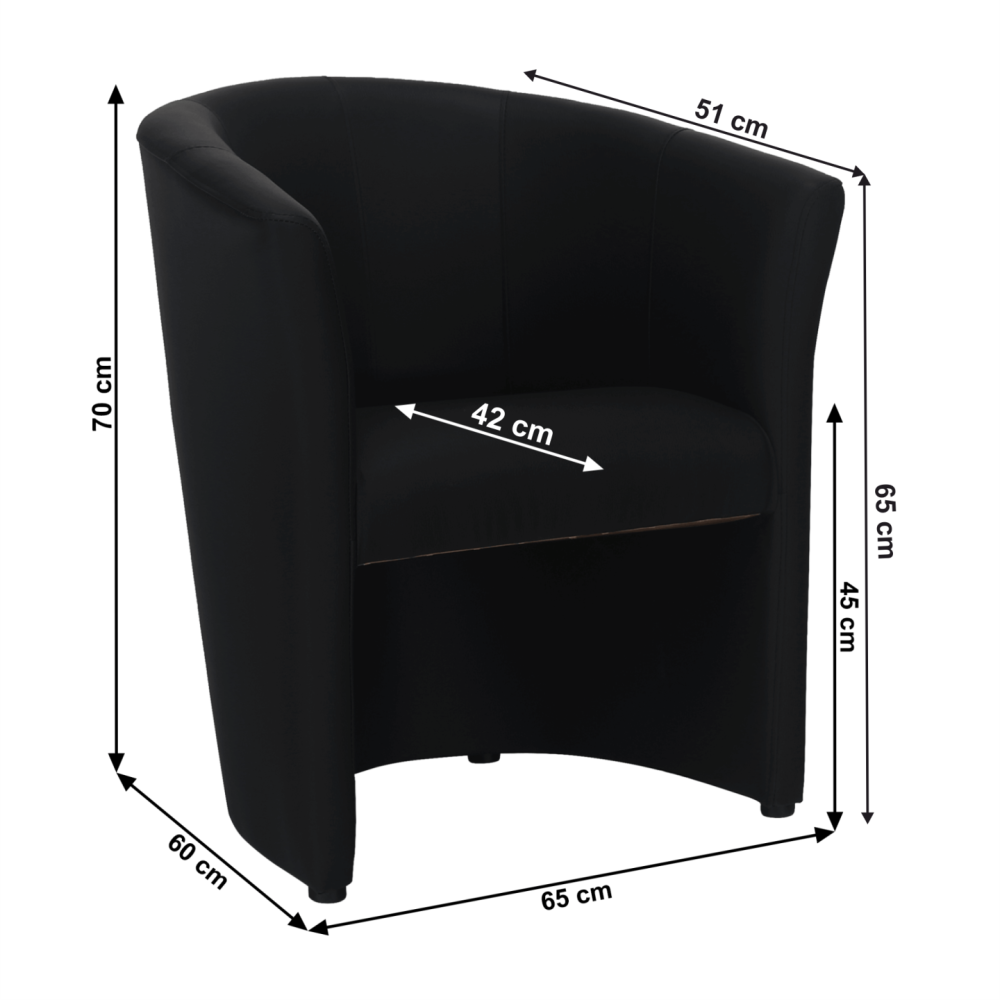 Klubové křeslo, ekokůže černá, CUBA