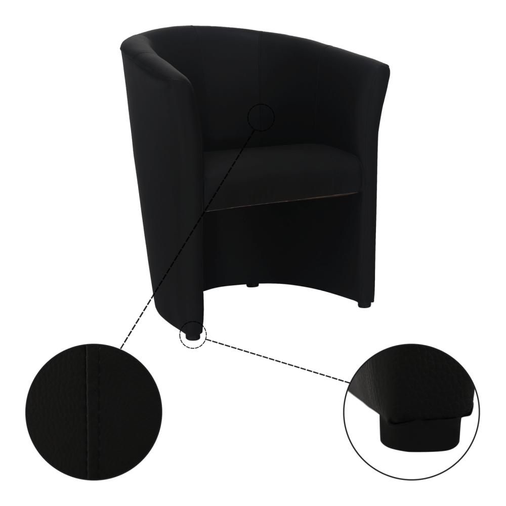 Klubové křeslo, ekokůže černá, CUBA