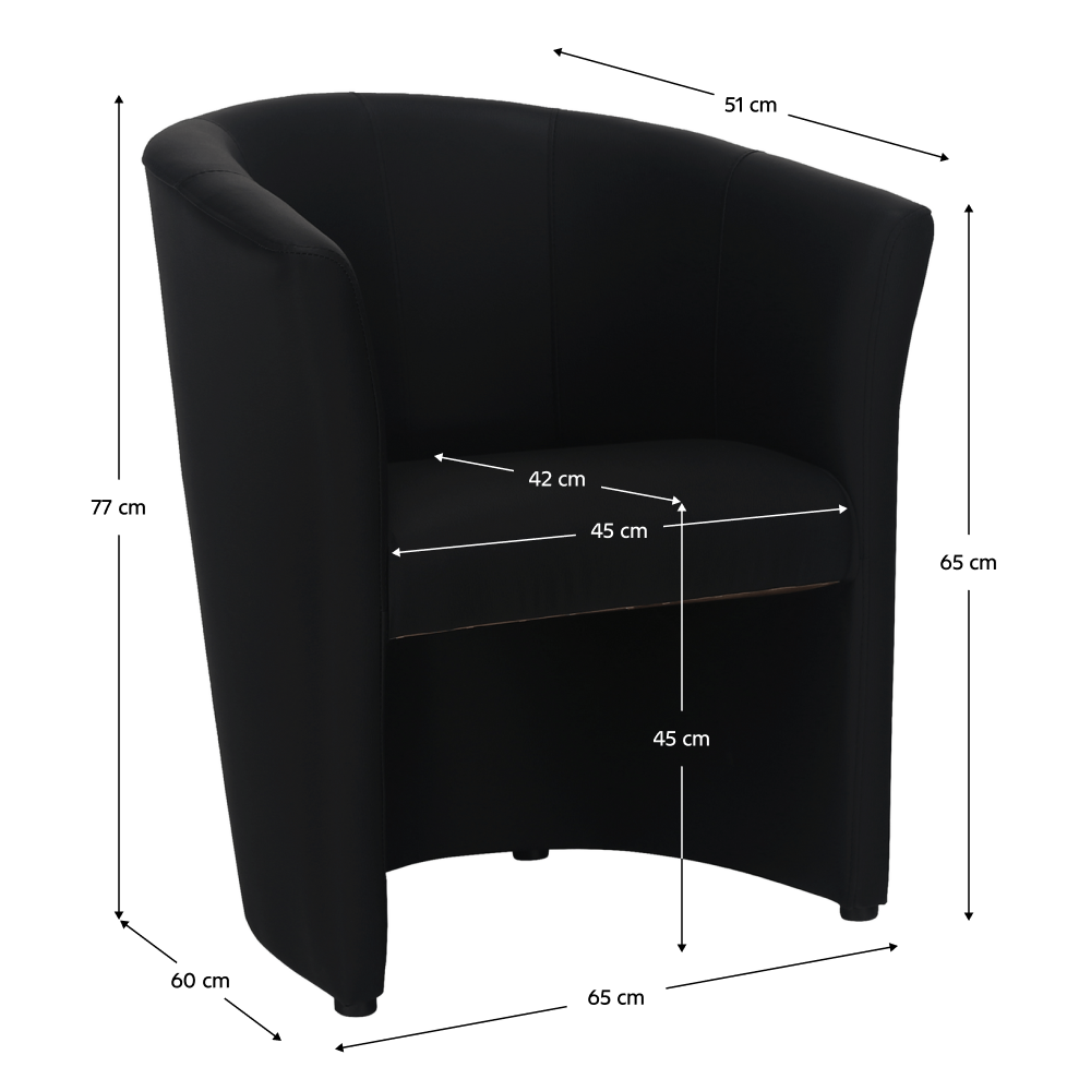 Klubové křeslo, ekokůže černá, CUBA