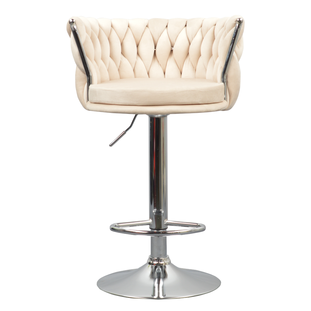Designová barová židle, béžová Velvet látka/chrom, BRIN
