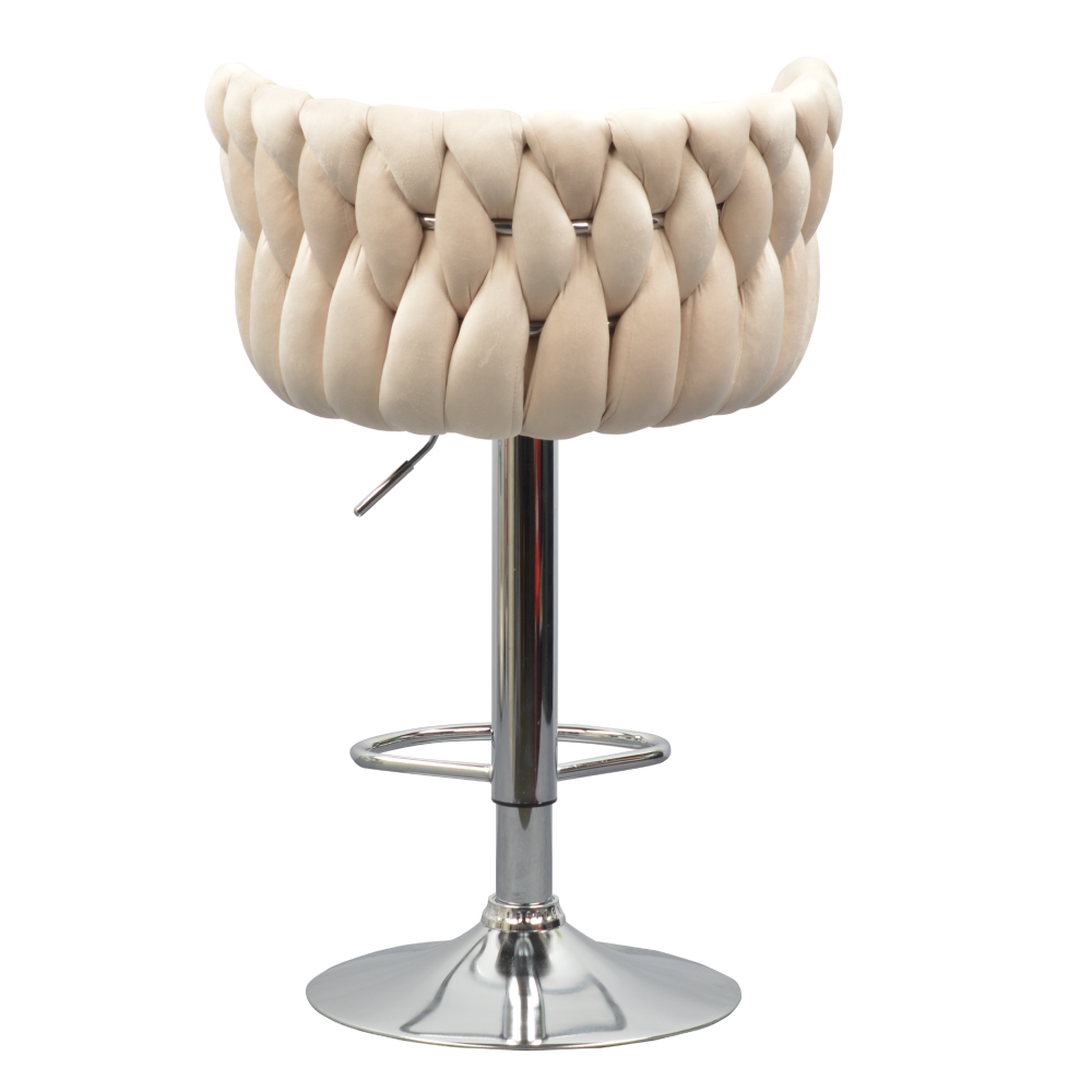 Designová barová židle, béžová Velvet látka/chrom, BRIN