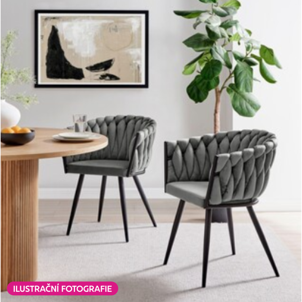 Jídelní křeslo, tmavě šedá Velvet látka/černá, BLER