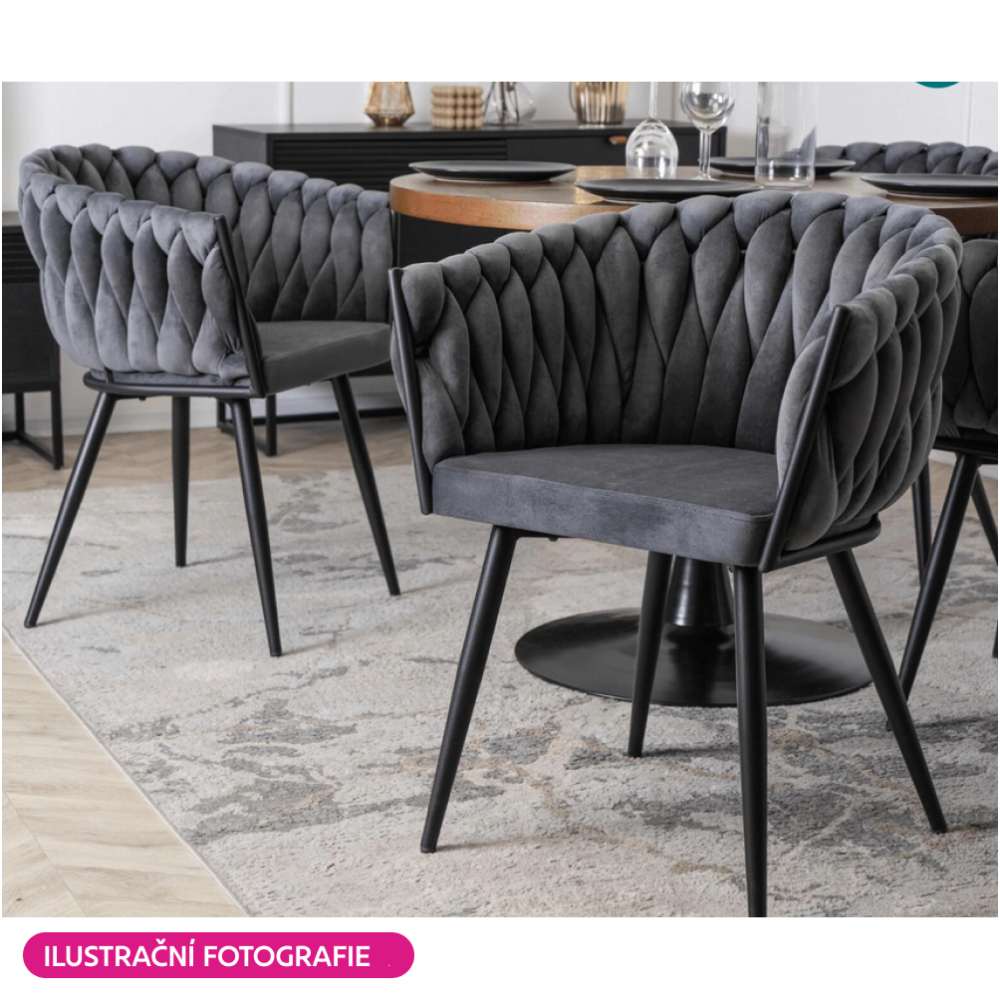 Jídelní křeslo, tmavě šedá Velvet látka/černá, BLER