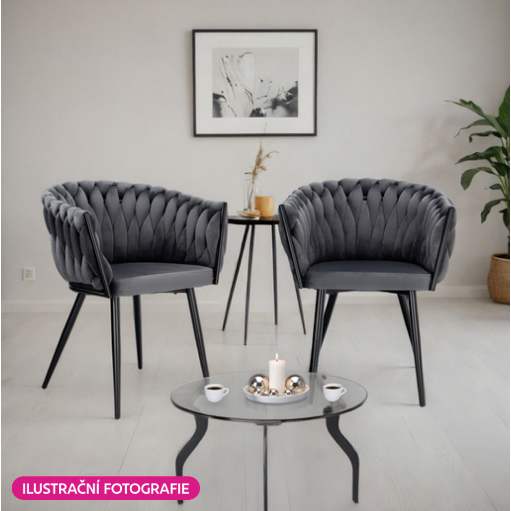 Jídelní křeslo, tmavě šedá Velvet látka/černá, BLER