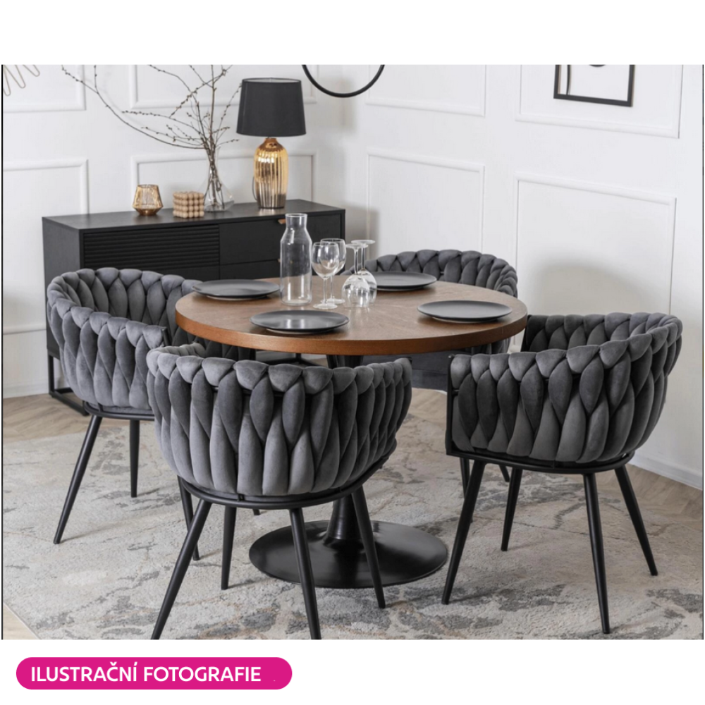 Jídelní křeslo, tmavě šedá Velvet látka/černá, BLER