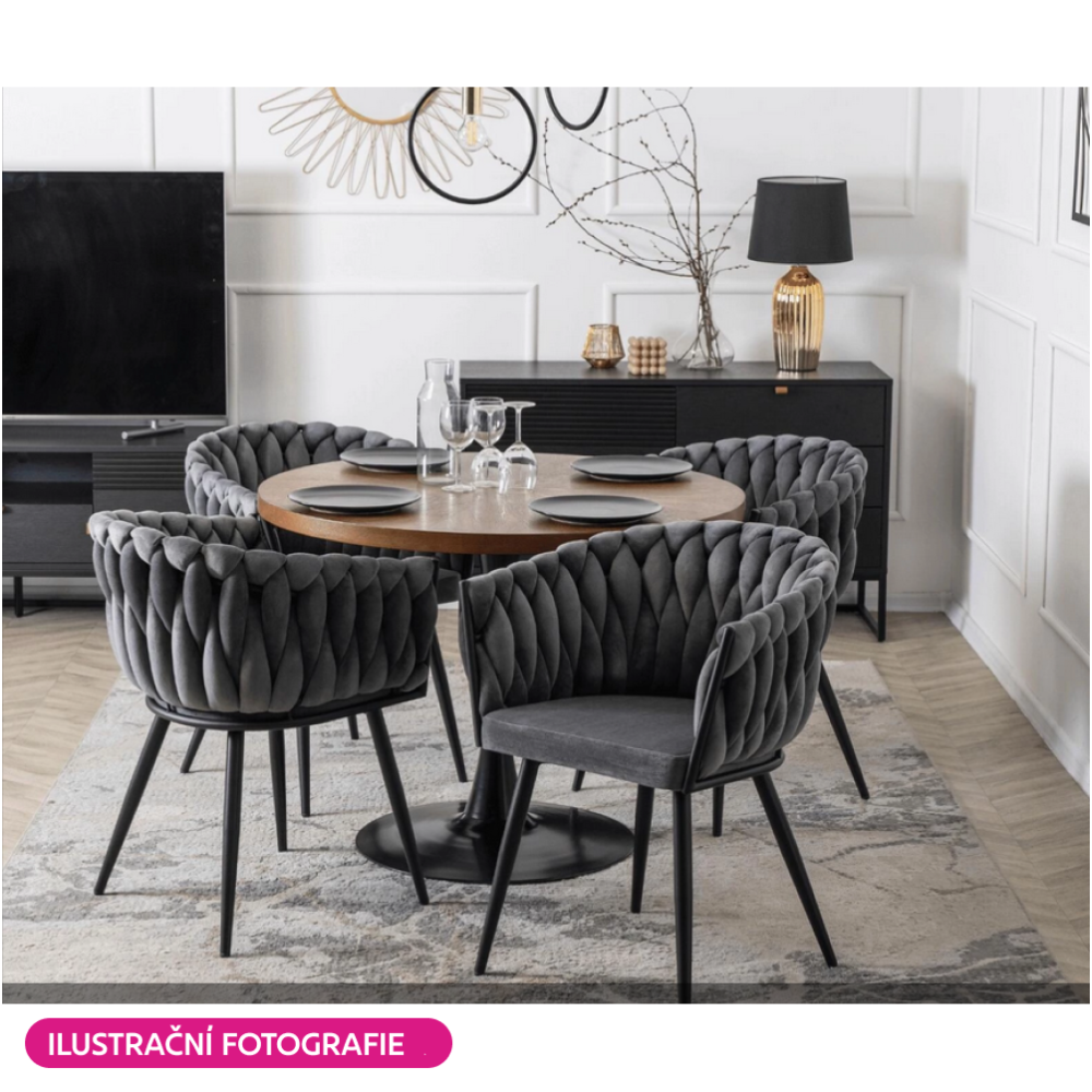 Jídelní křeslo, tmavě šedá Velvet látka/černá, BLER