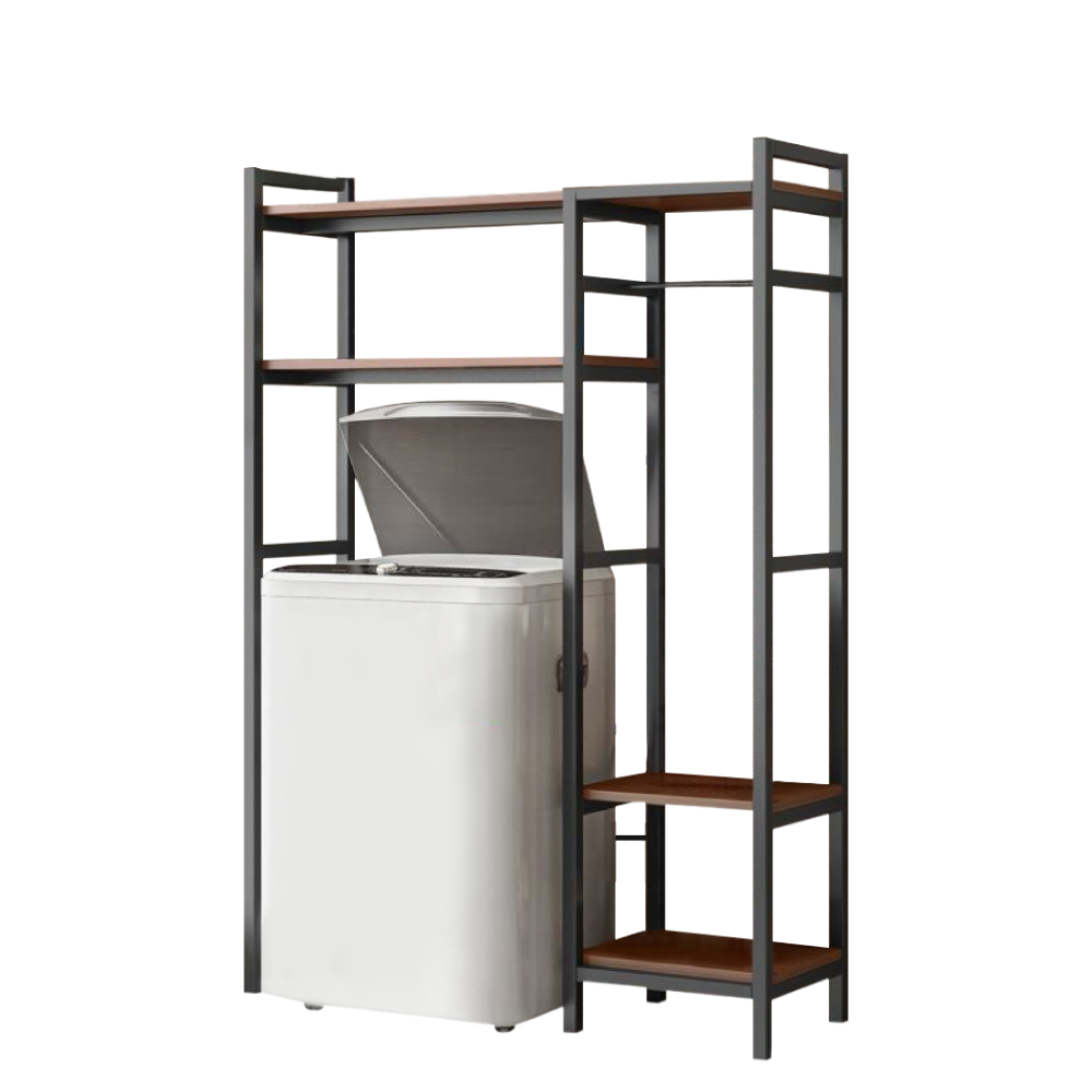 Regál nad pračku, dub tmavý/černá, DELSIN