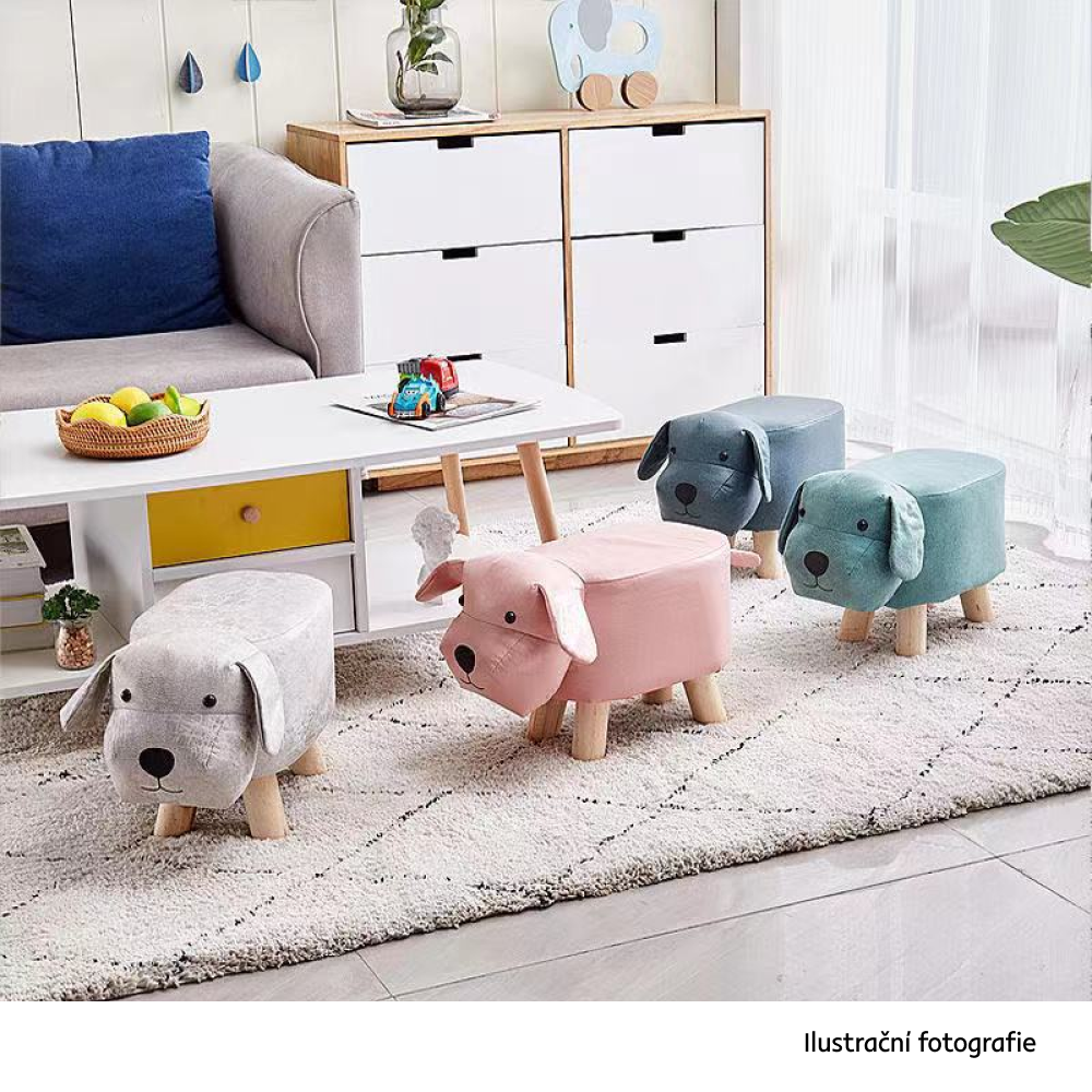 Taburet ve tvaru pejska, hnědá/přírodní, TAMALI