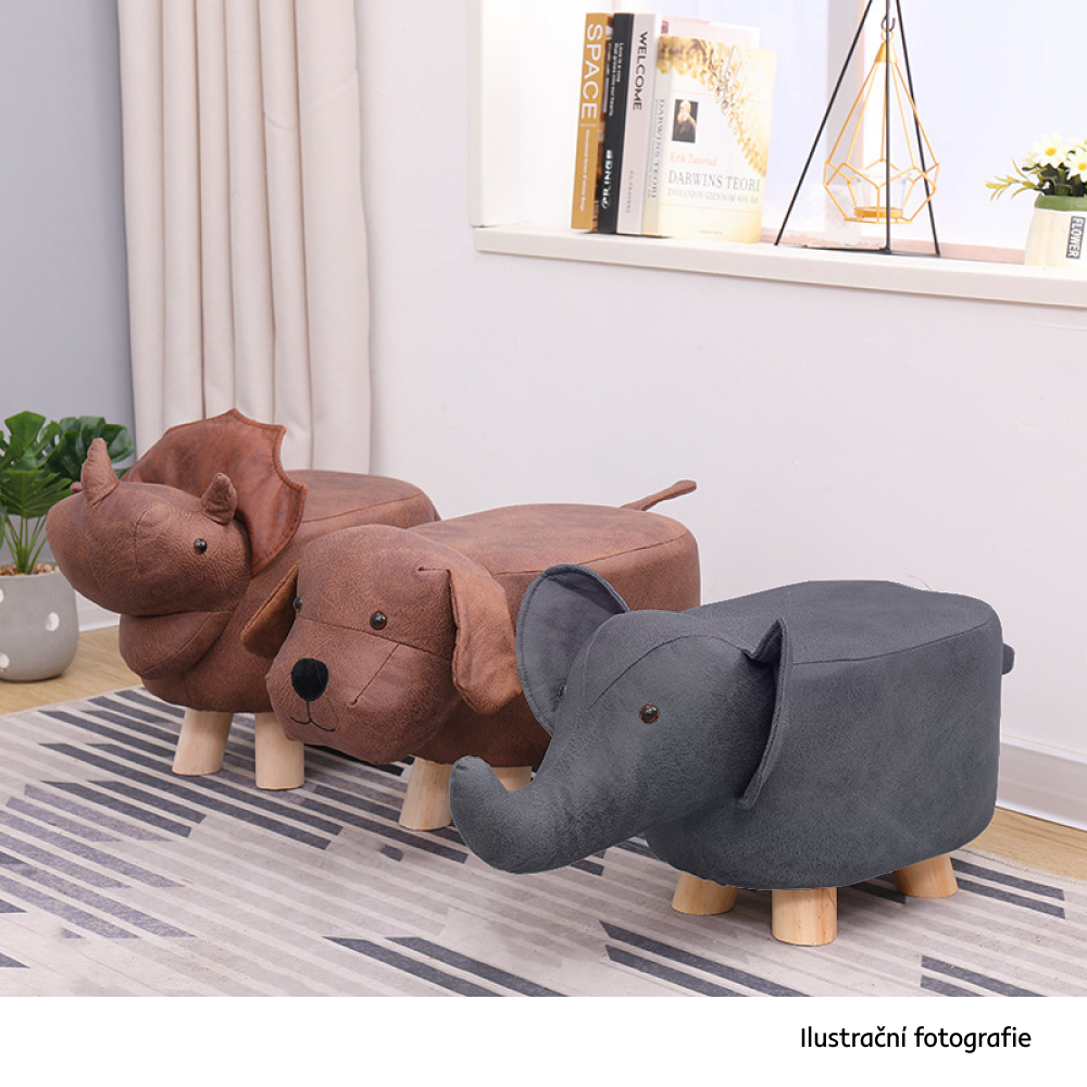 Taburet ve tvaru pejska, hnědá/přírodní, TAMALI