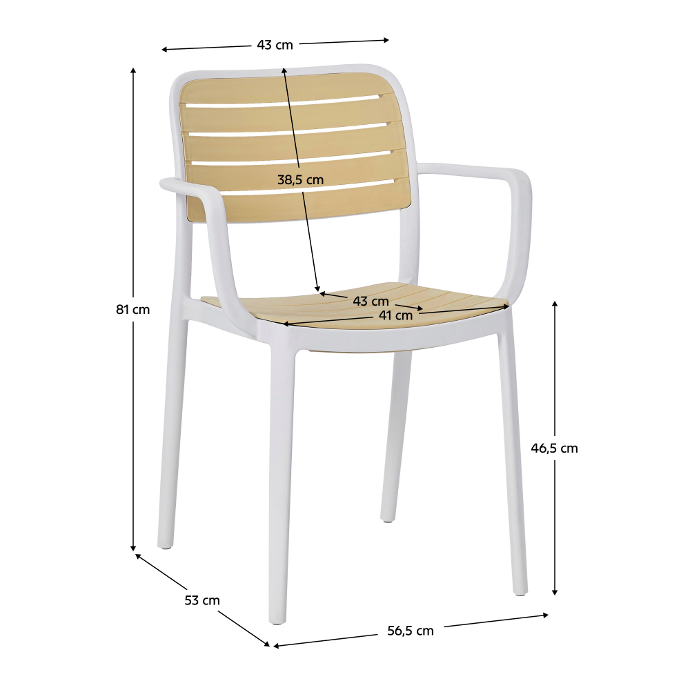 Stohovateľná stolička, biela/béžová, KARDOS TYP 2