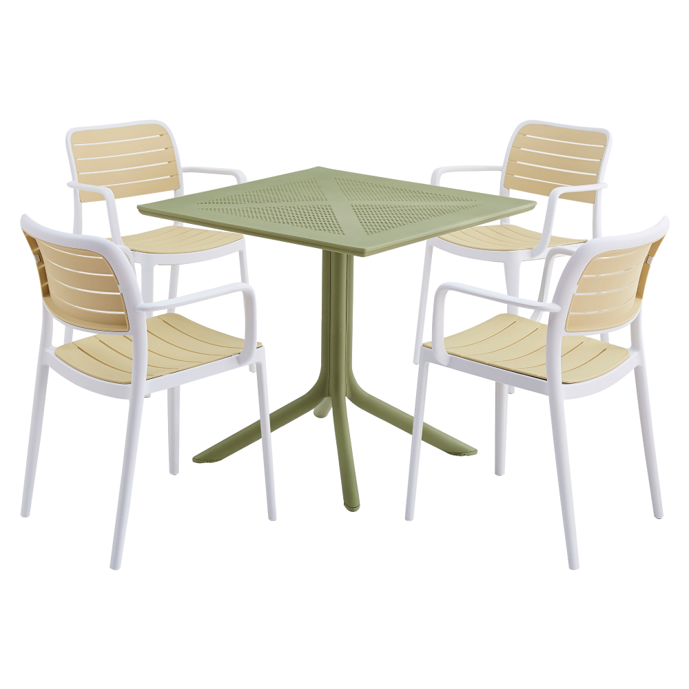 Stohovateľná stolička, biela/béžová, KARDOS TYP 2