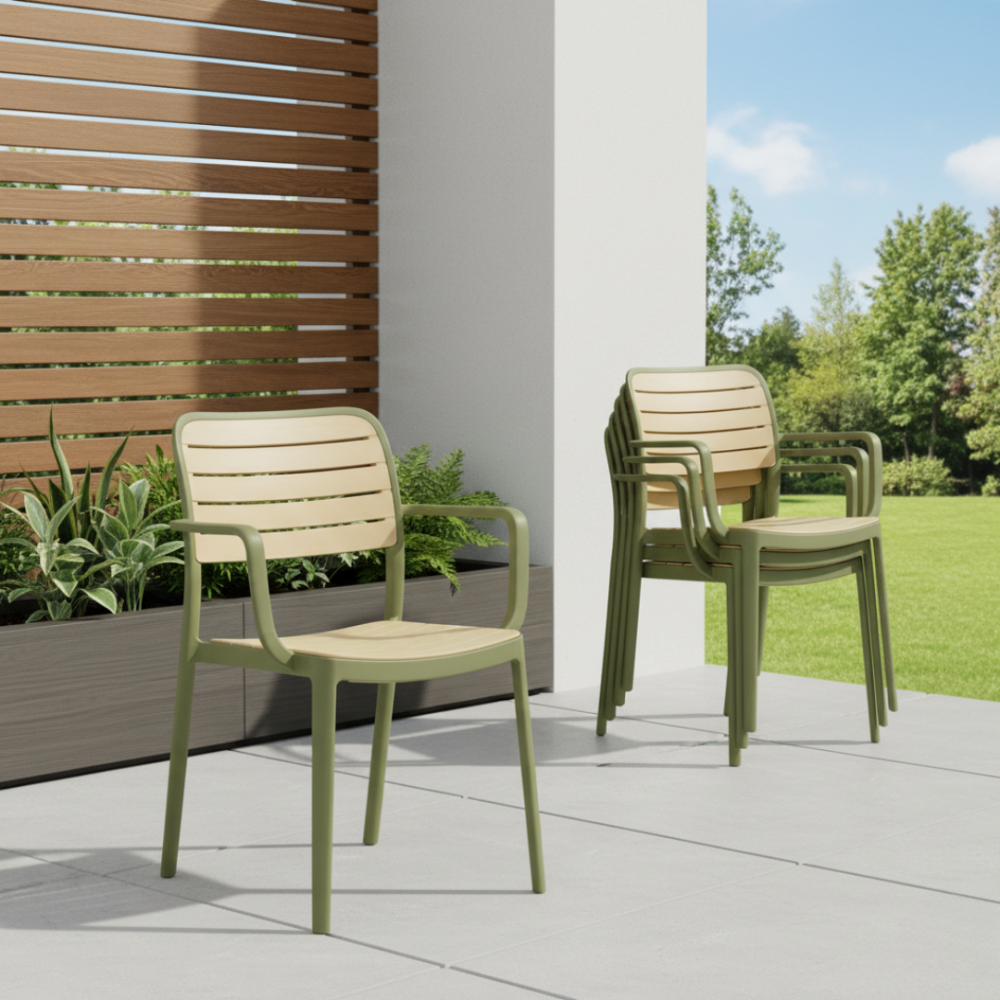 Stohovateľná stolička, zelená/béžová, KARDOS TYP 2