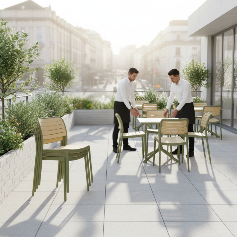 Stohovatelná židle, zelená/béžová, KARDOS TYP 1