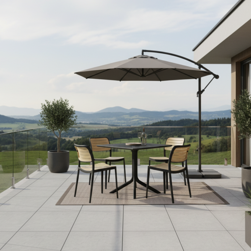 Stohovatelná židle, černá/béžová, KARDOS TYP 1