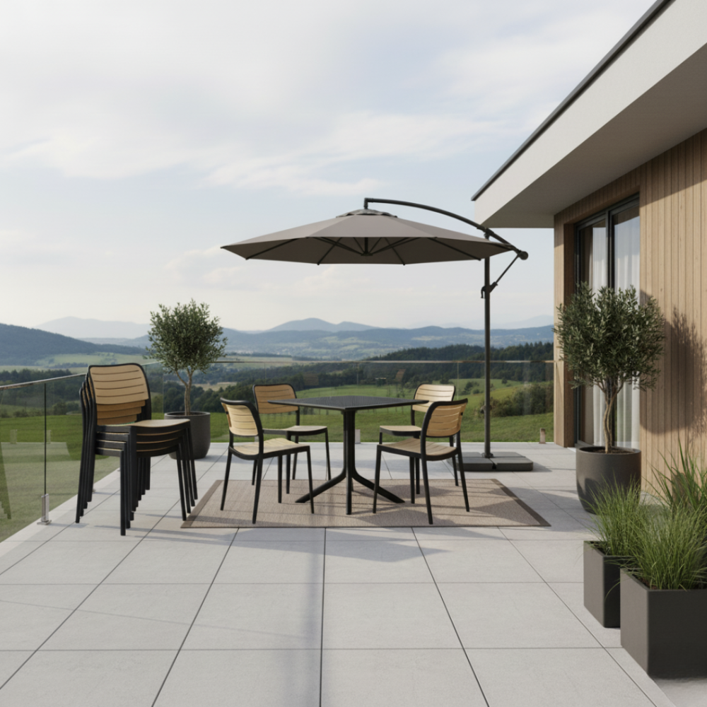 Stohovatelná židle, černá/béžová, KARDOS TYP 1