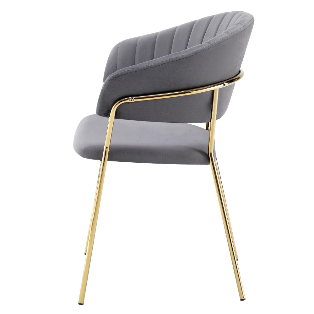 Designové jídelní křeslo, šedohnědá Velvet látka/gold chrom zlatý, DASMIN TYP 1