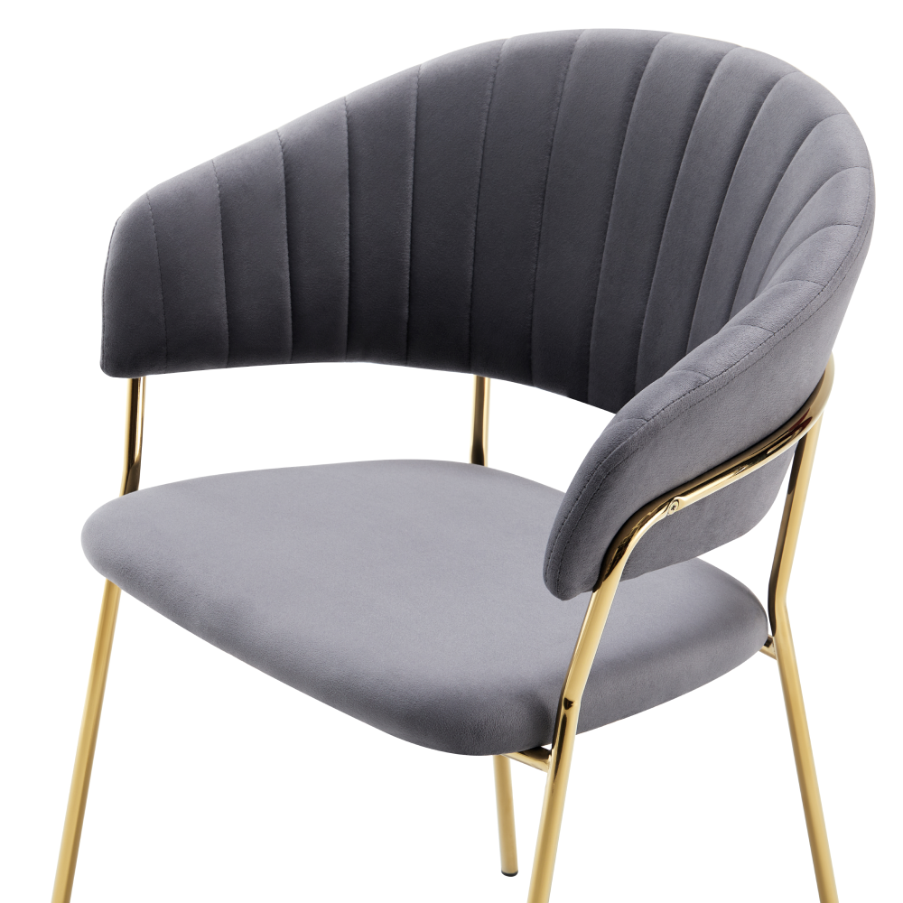 Designové jídelní křeslo, šedohnědá Velvet látka/gold chrom zlatý, DASMIN TYP 1