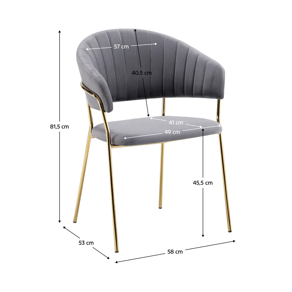 Designové jídelní křeslo, šedohnědá Velvet látka/gold chrom zlatý, DASMIN TYP 1