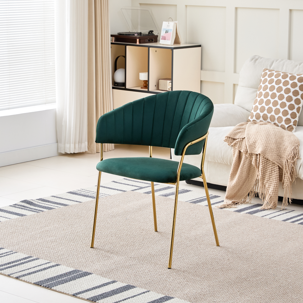 Designové jídelní křeslo, tmavě zelená Velvet látka/gold chrom zlatý, DASMIN TYP 1