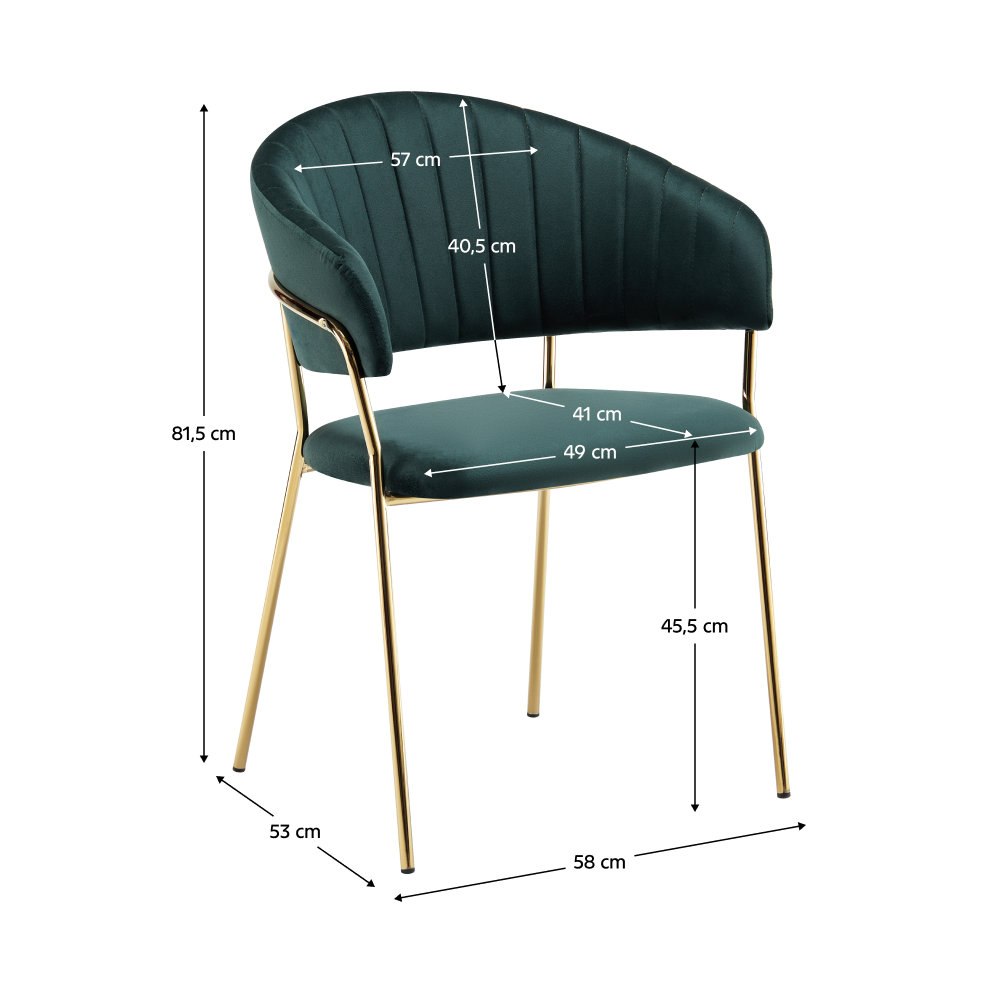 Designové jídelní křeslo, tmavě zelená Velvet látka/gold chrom zlatý, DASMIN TYP 1