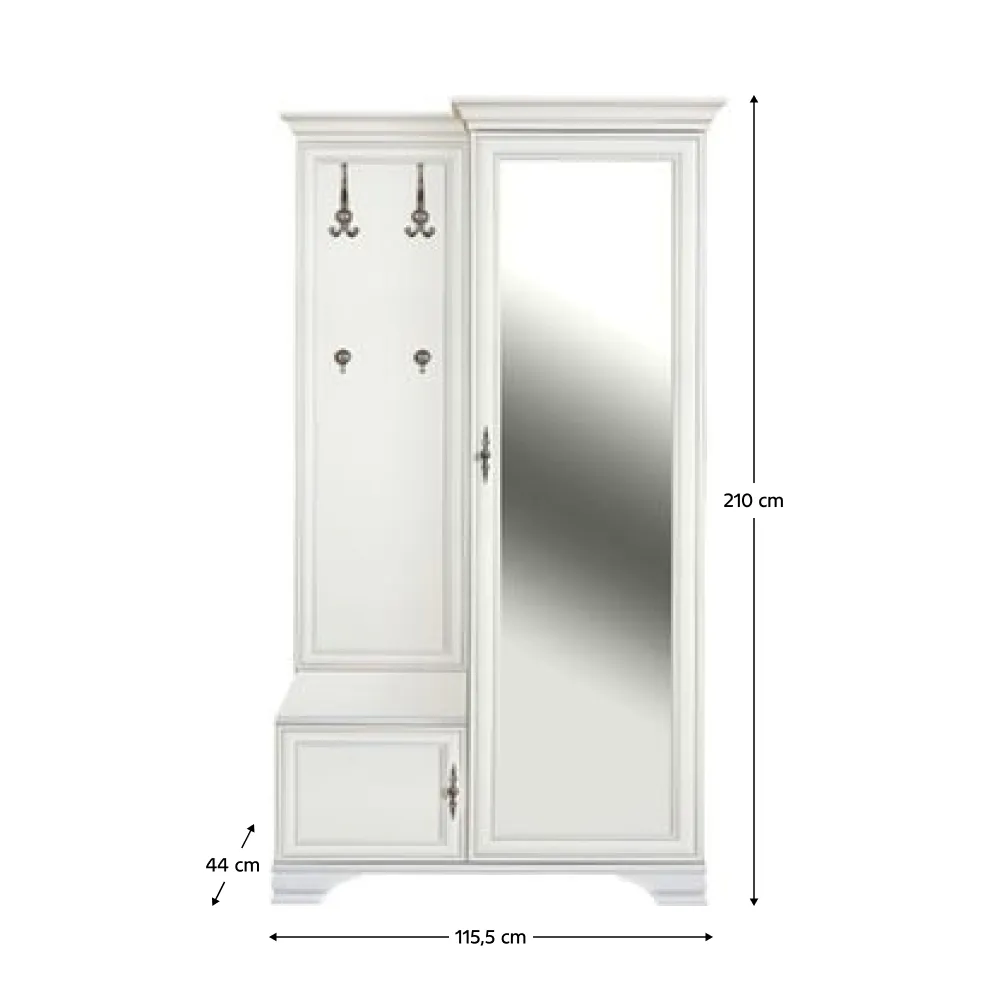 Předsíňová sestava, alpská bílá, pravá, KENTAK PPK110P