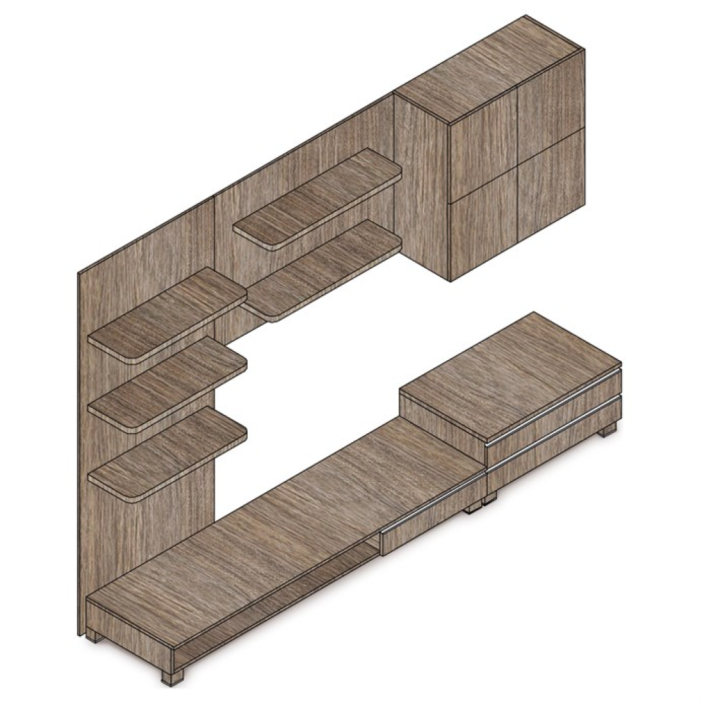 9HQ08 - Obývací stěna 300x59x210cm, mdf, hnědá, 9HQ08