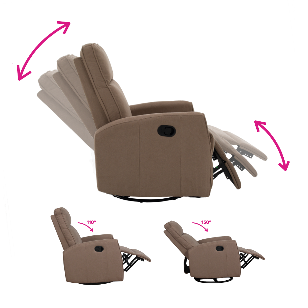 Relaxační otočné křeslo, šedohnědá Taupe, MEKENZI