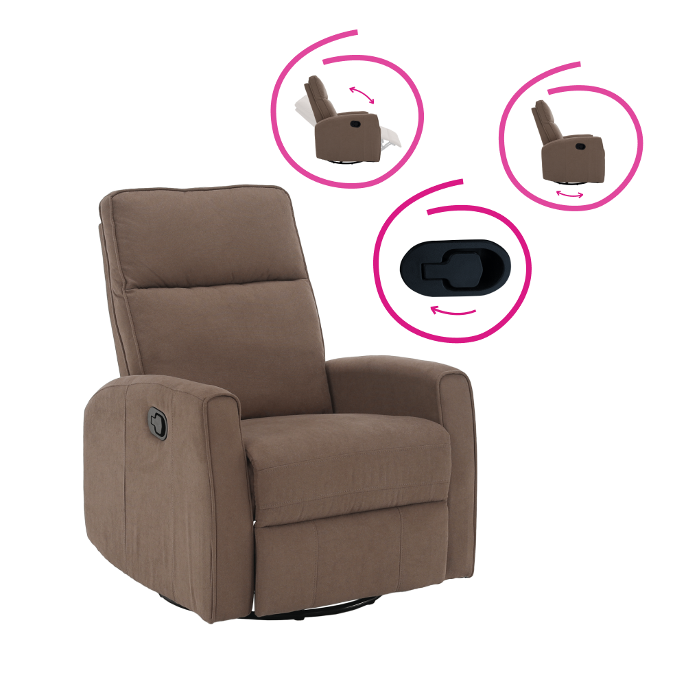 Relaxační otočné křeslo, šedohnědá Taupe, MEKENZI