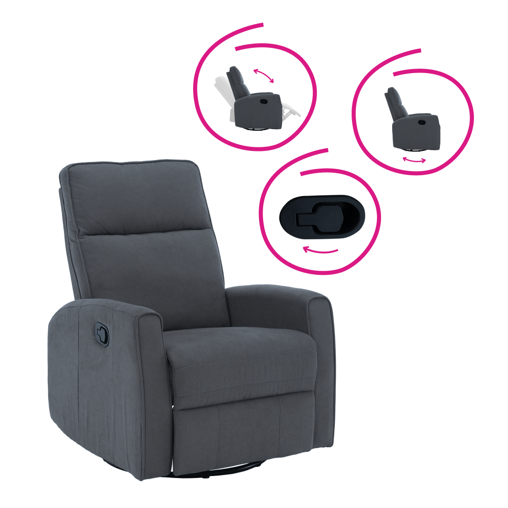 Relaxační otočné křeslo, šedá, MEKENZI