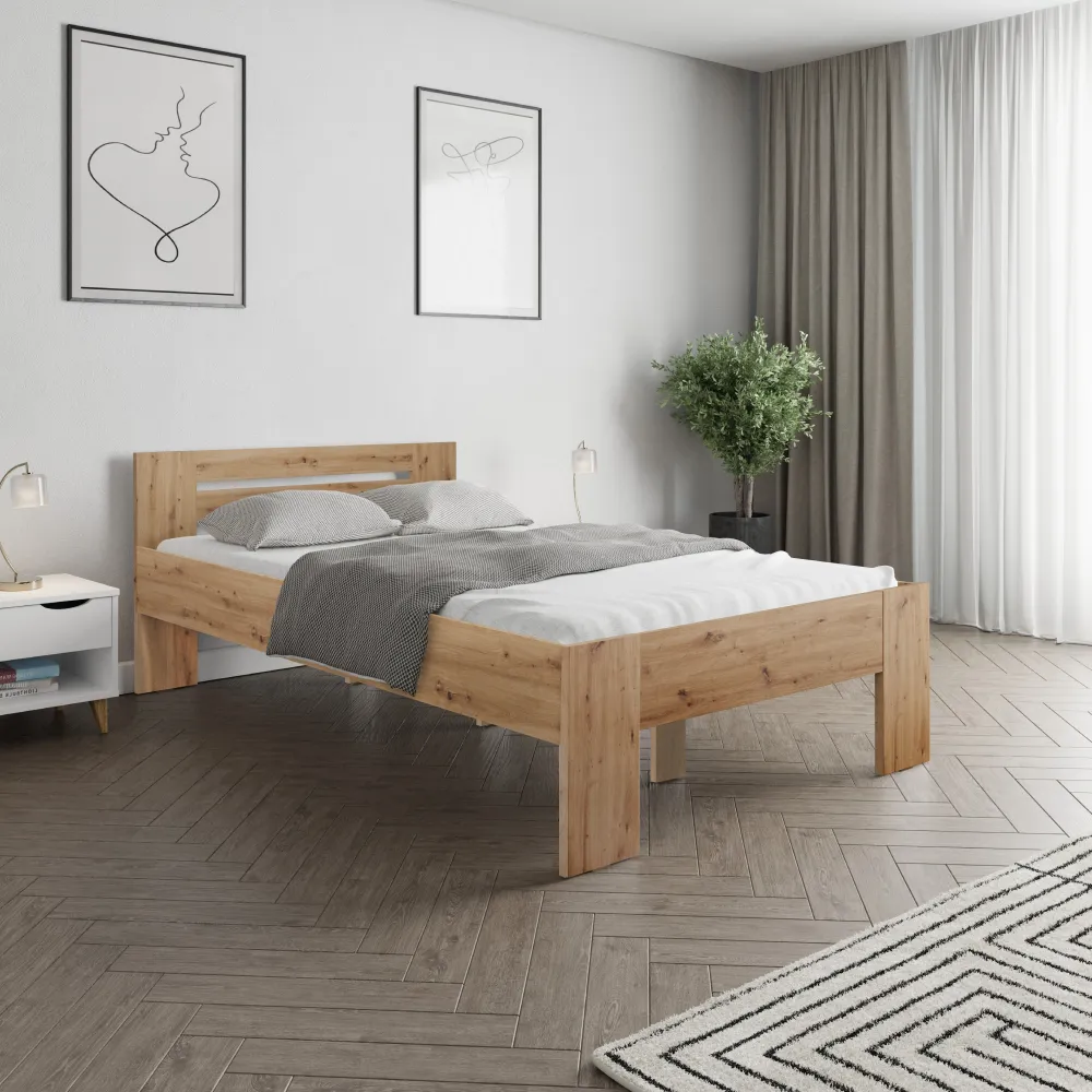 Postel, 140x200, dub artisan, BASIS