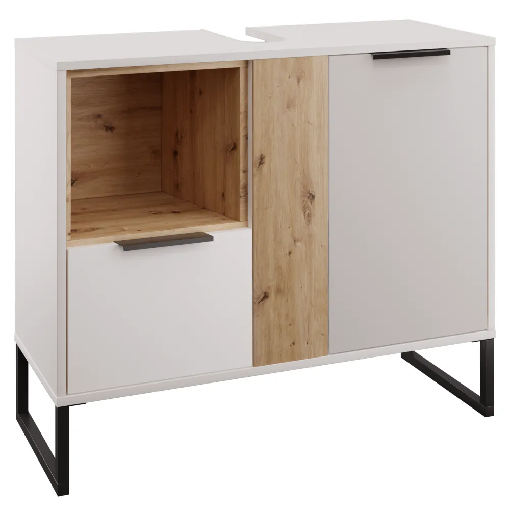 Skříňka pod umyvadlo, bílá/dub artisan, CUBO CUB03
